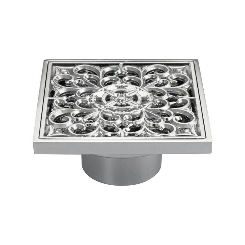 Трап (00030) хром с декором 100*100 верт, сух.затвор