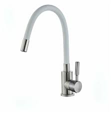 B49133Е-7 Смеситель для кухни гибкий Белый корпус нержавейка