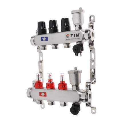 Коллектор TIM нерж.сталь без расходомеров и без кранов 1"х3/4" 2-вых.