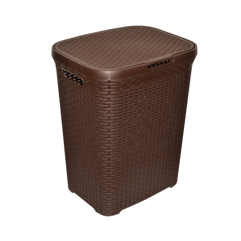 Корзина д/белья с крышкой 60 л РОТАНГ коричневая